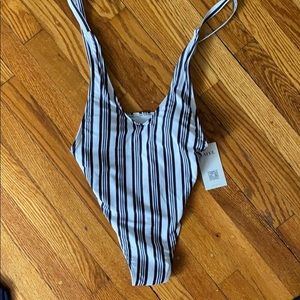 Striped One piece bathing suit new with tags